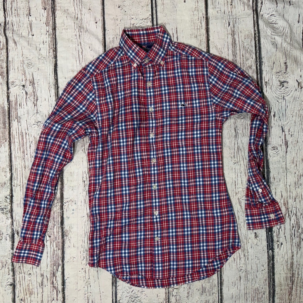 Vineyard Vines Slim Fit Tucker Shirt Plaid Long Sleeve Preppy Shirt